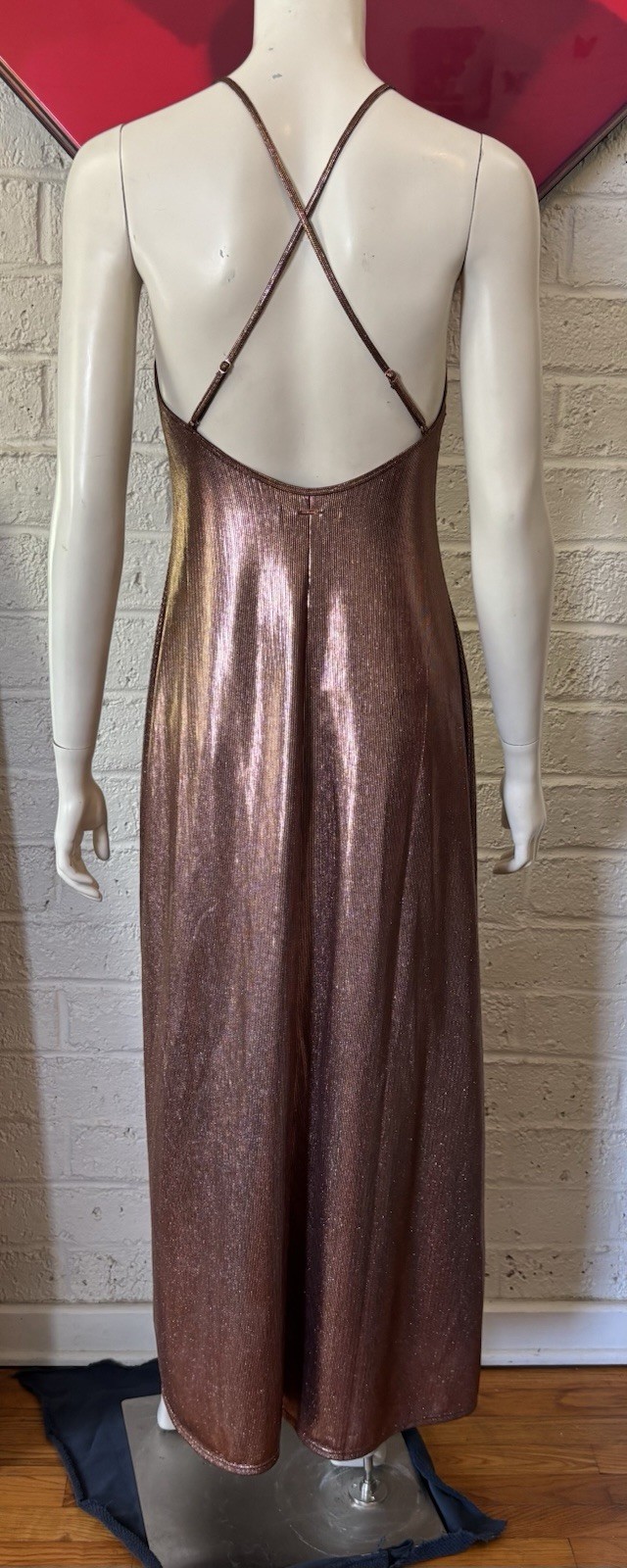 Savage X Fenty Bronze CHAIN REACTION MAXI SLIP Dress Sz M $109 Chainmail Look