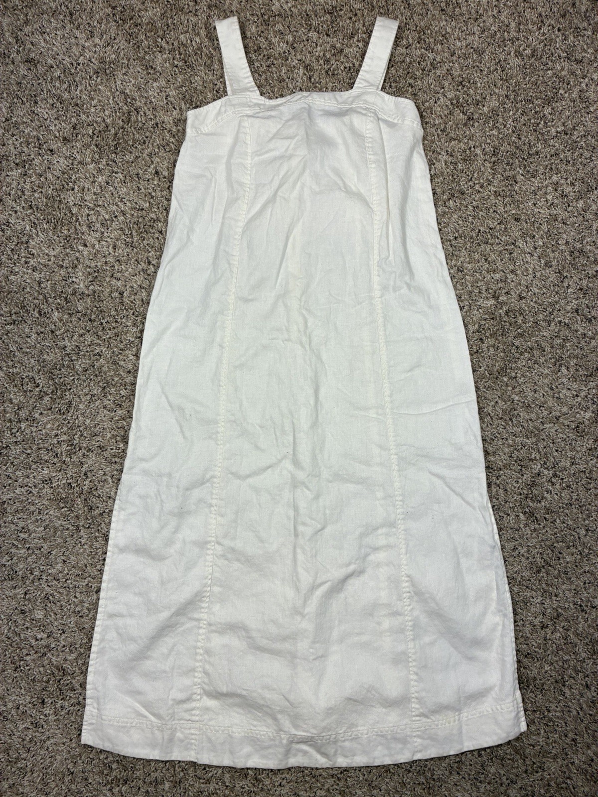 Madewell Linen-Cotton Princess-Seamed Midi Dress Women’s Sz S White