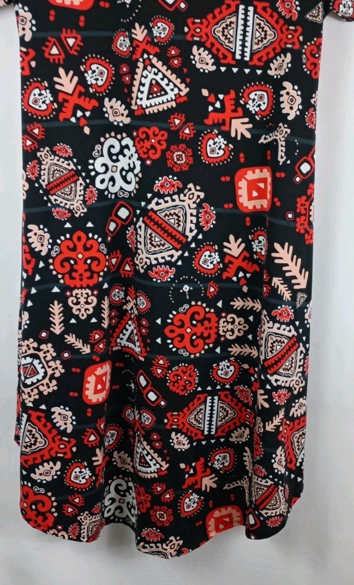 LuLaRoe Black Multicolor Geometric Carly Dress Women Size XL Short Sleeve – NWOT