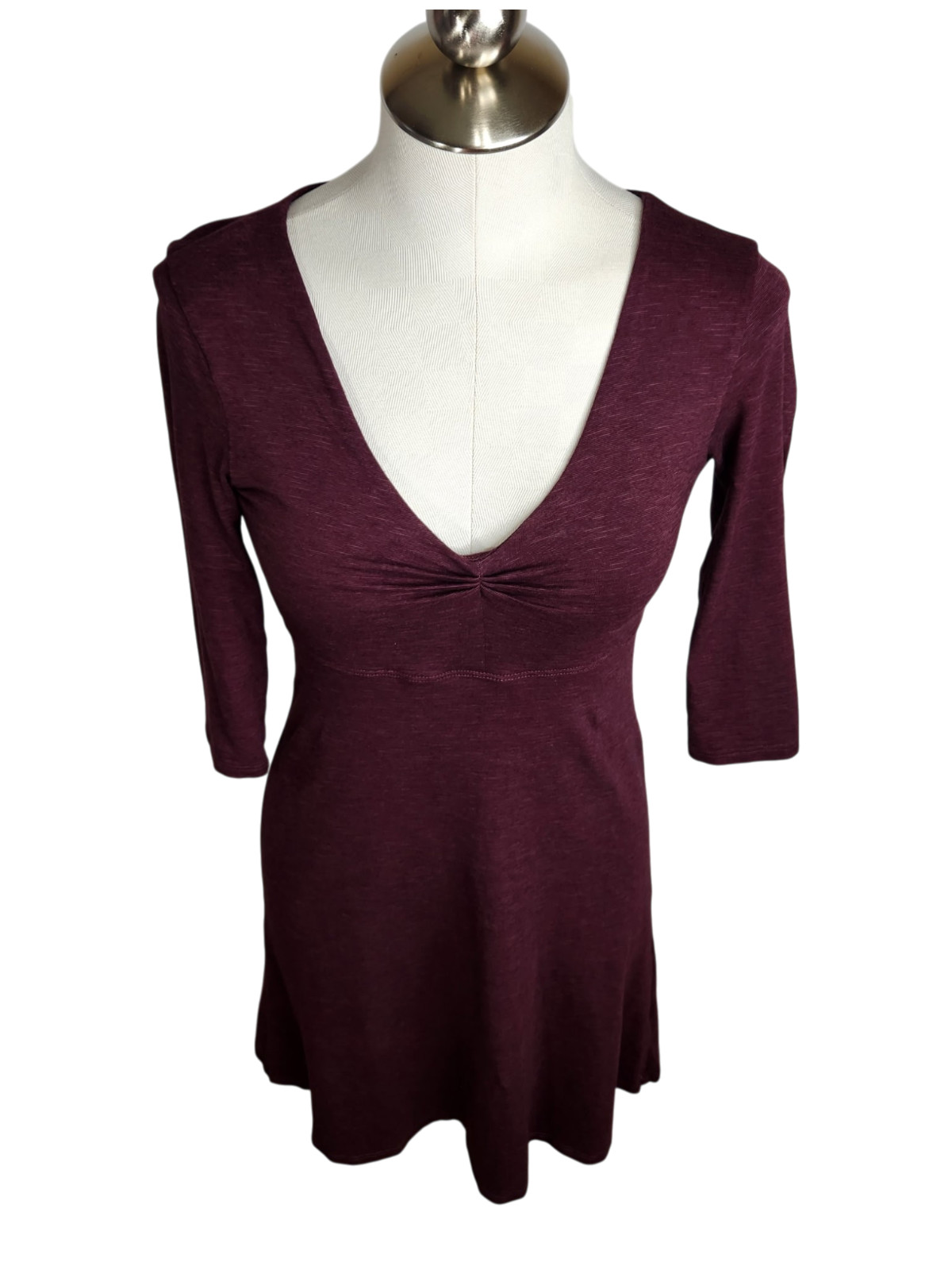 Horny Toad Rosalinda Dress XS Purple V-Neck Tencel Organic Cotton 3/4 Sleeve