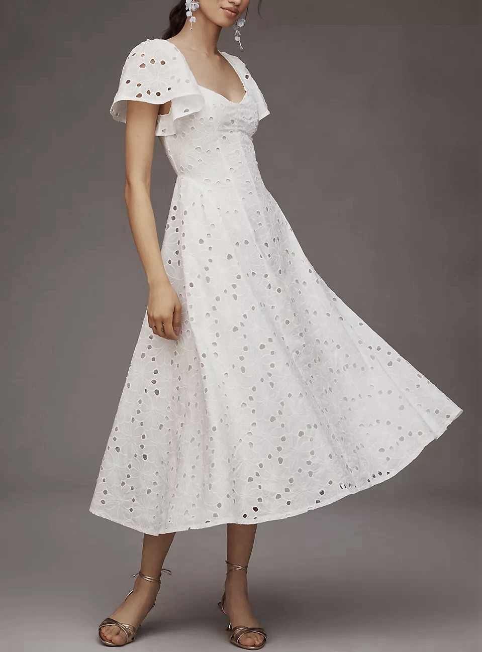 NWT Size XL – Extro&Vert Ada Flutter-Sleeve Broderie Midi Dress (NWT US$ 123)