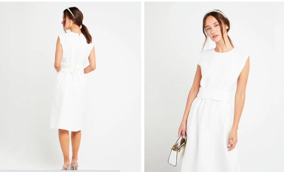 CAARA White Belted Wrap Inspired Side Pocket Crepe Shift Dress M = 6/8 Nordstrom