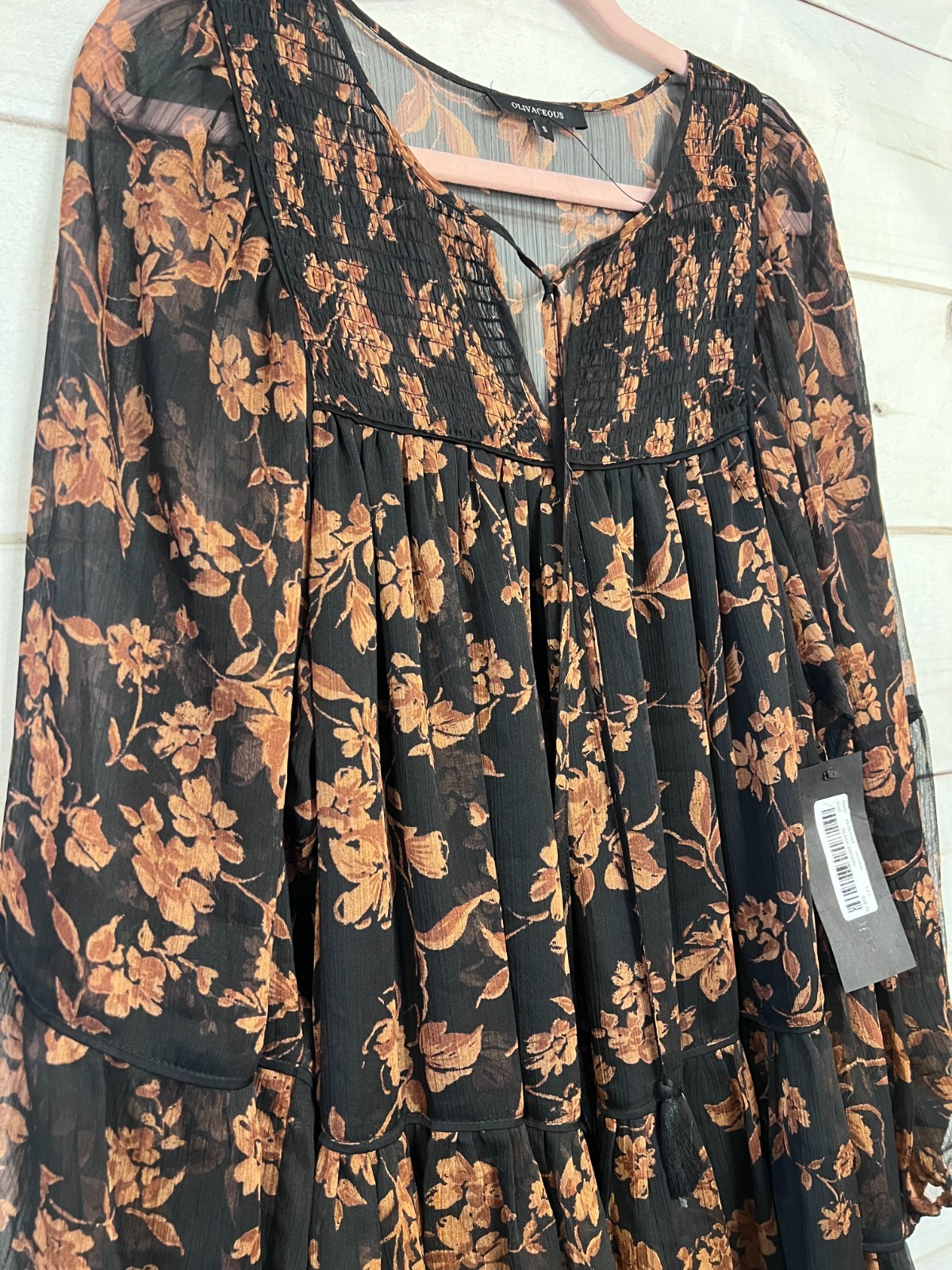 Olivaceous Dress NWT Size SM Brown Black Long Sleeves Fall Winter Chic