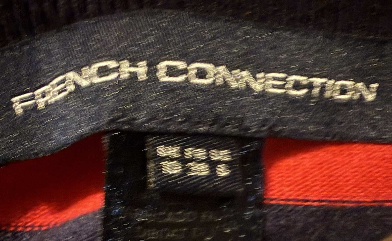 French Connection Red Black Striped Knit Sweater Dress 6 Scoop Neck 3/4 Sleeve
