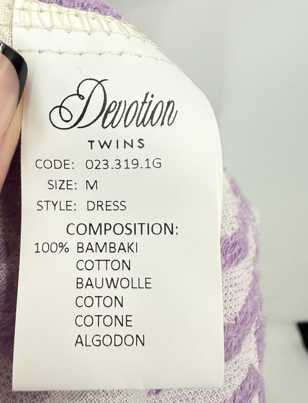 Devotion Twins Embroidered Ella Tunic Dress 100% Cotton Lilac Sz M Boho Island