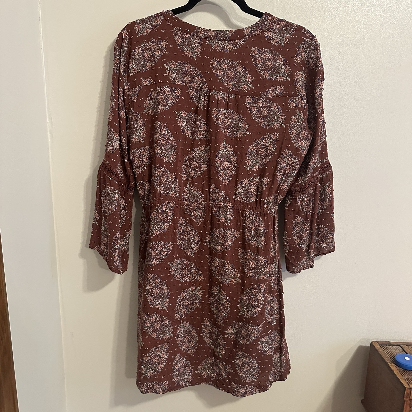 Skies Are Blue Patterned Maxi Dress Button Front Size L Bohemian Floral