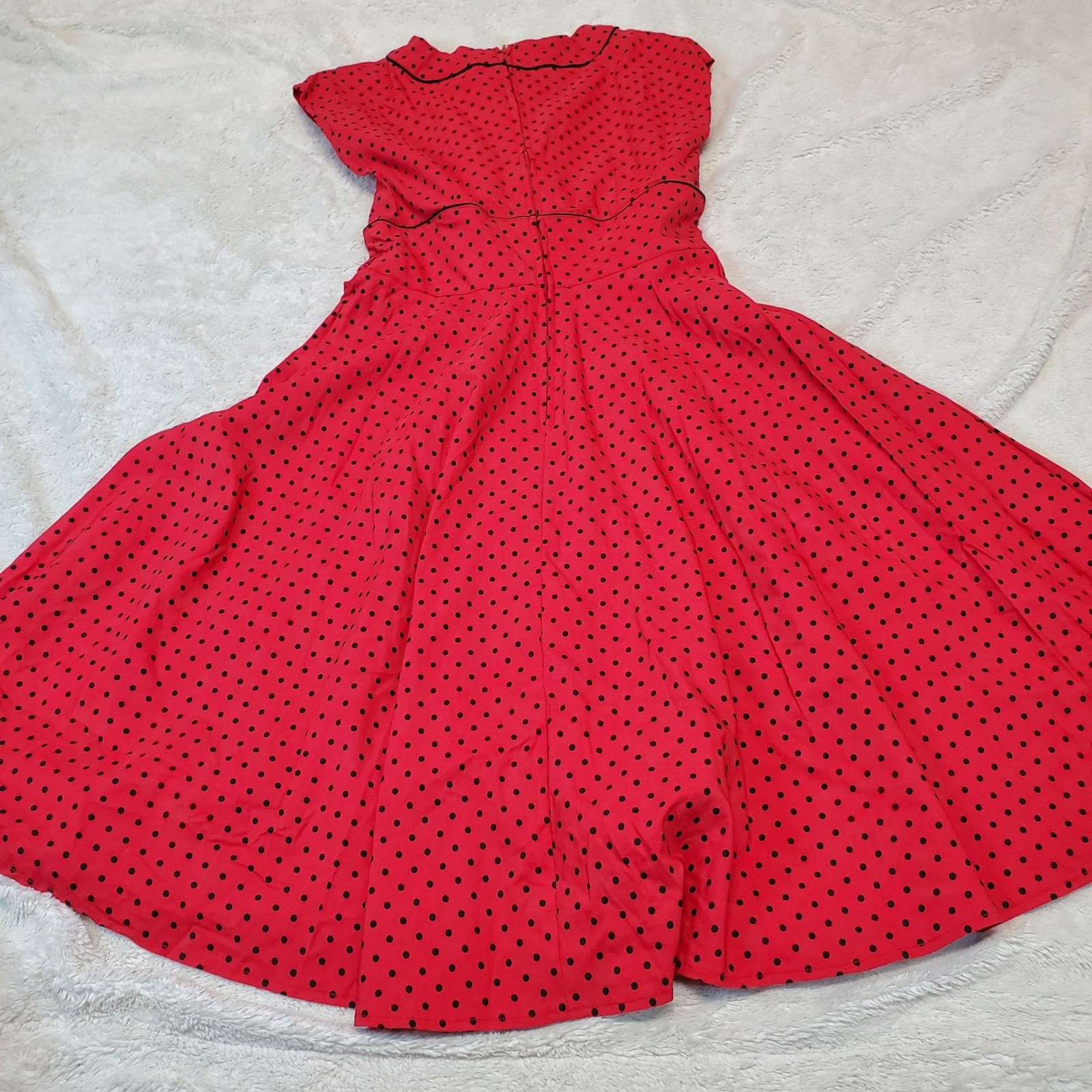 Hell Bunny Vixen Red Black Polka Dot Sweetheart Retro Y2K 50s Rockabilly Dress L