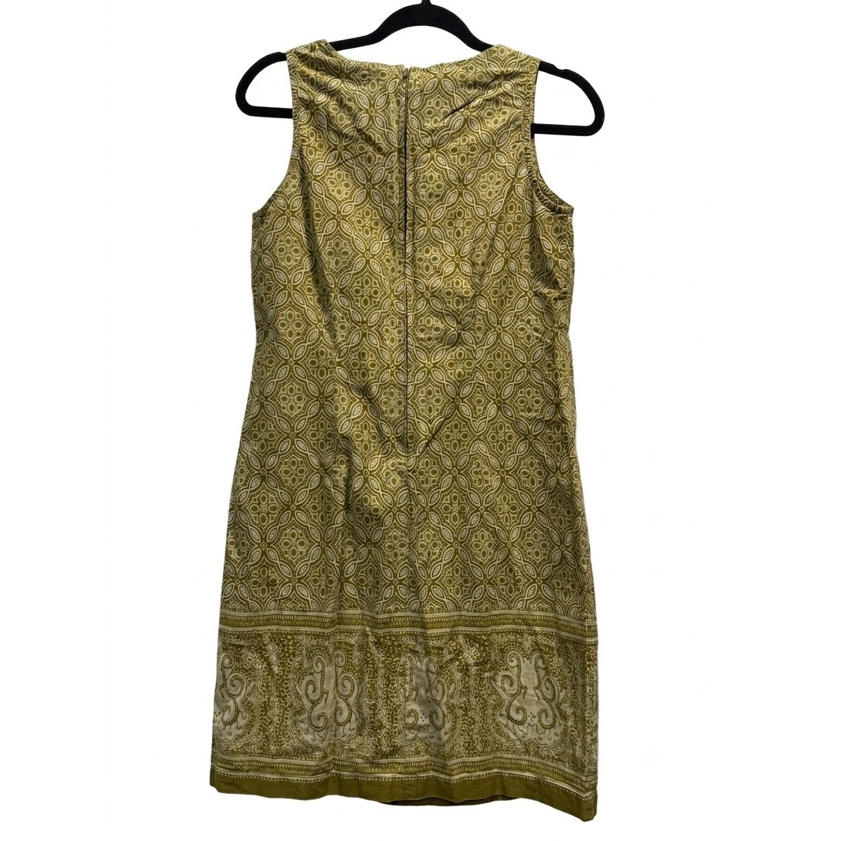 Route 66 Olive Green Geometric Medallion Print Cotton Sleeveless Shift Dress M