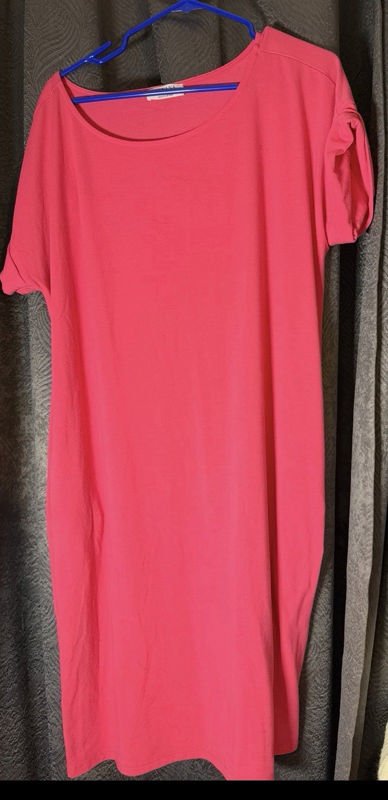 Pink Cuffed Sleeve T Shirt Dress By Zenana Size XL With Pockets