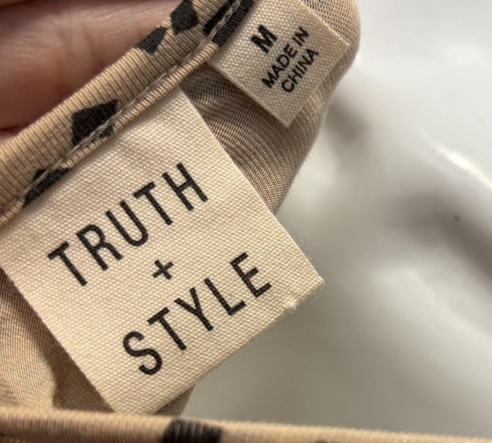 Truth + Style Modal Blend Trapeze Swing Midi Dress Womens Medium Beige Jersey