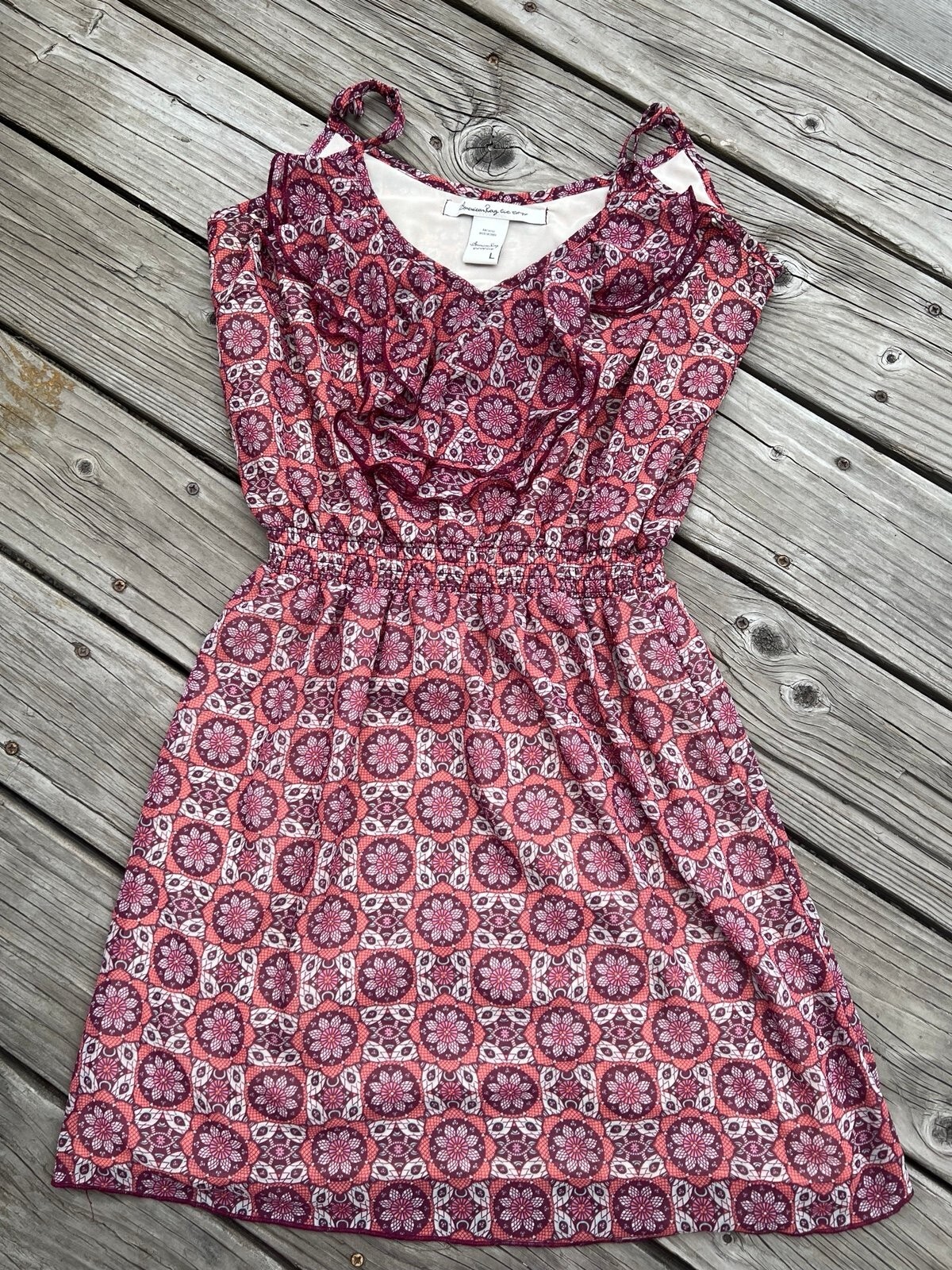 American rag summer dress pink flowy size large sundress