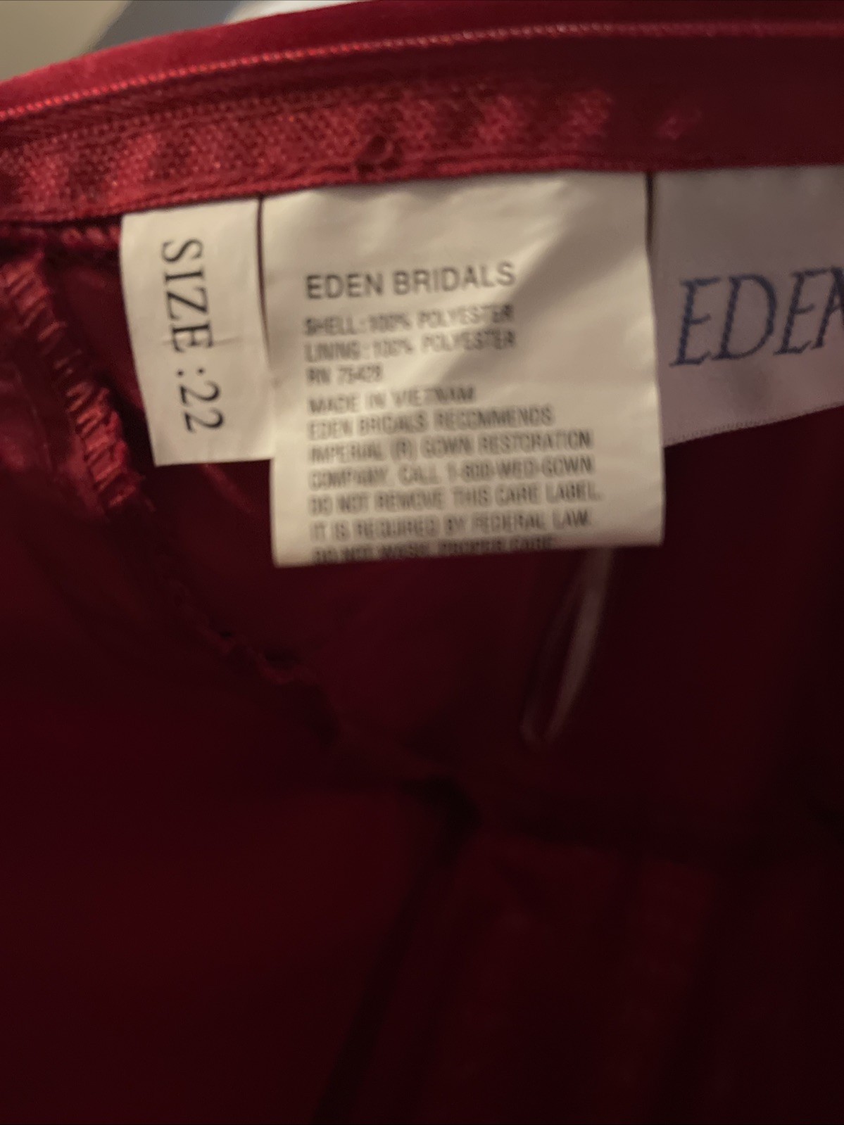 NEW Eden Bridals Red Formal Gown Size 22 Beaded Strap Prom Bridesmaid Dress Long