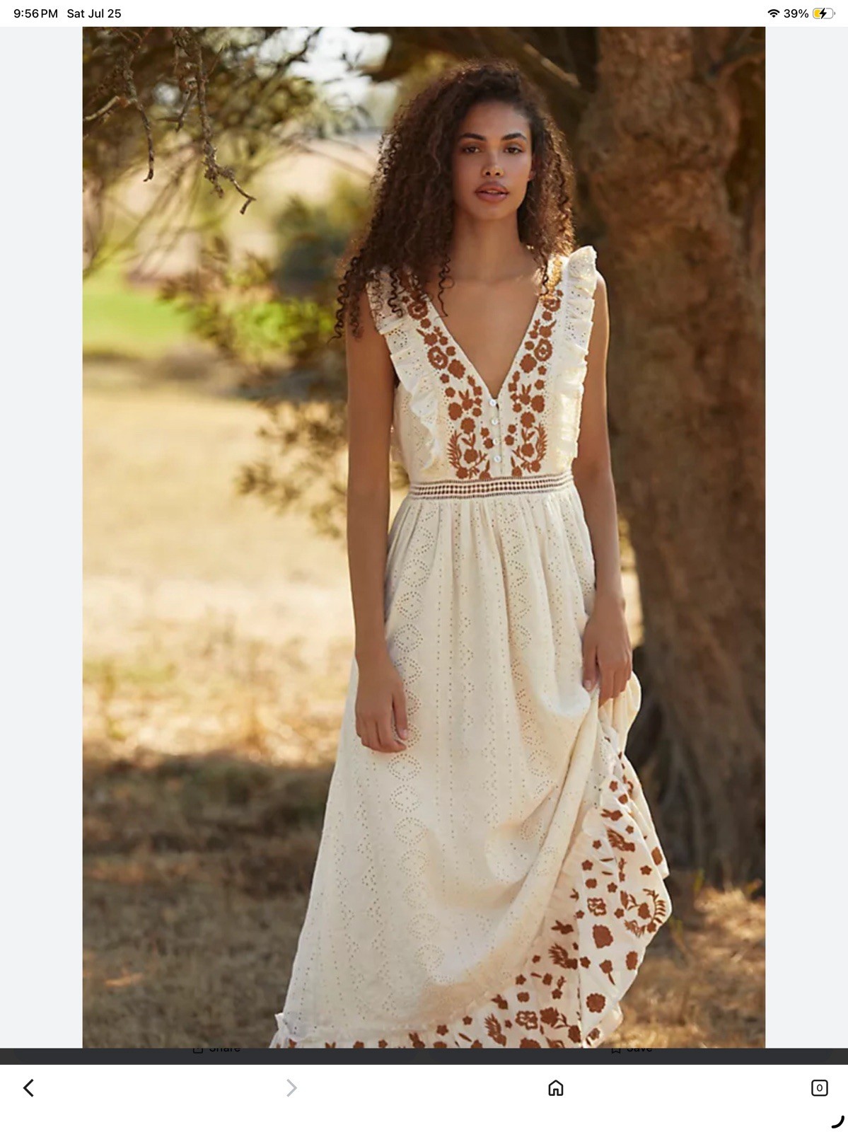 Anthropologie Allison New York Esperanza Embroidered Eyelet Maxi Dress Large