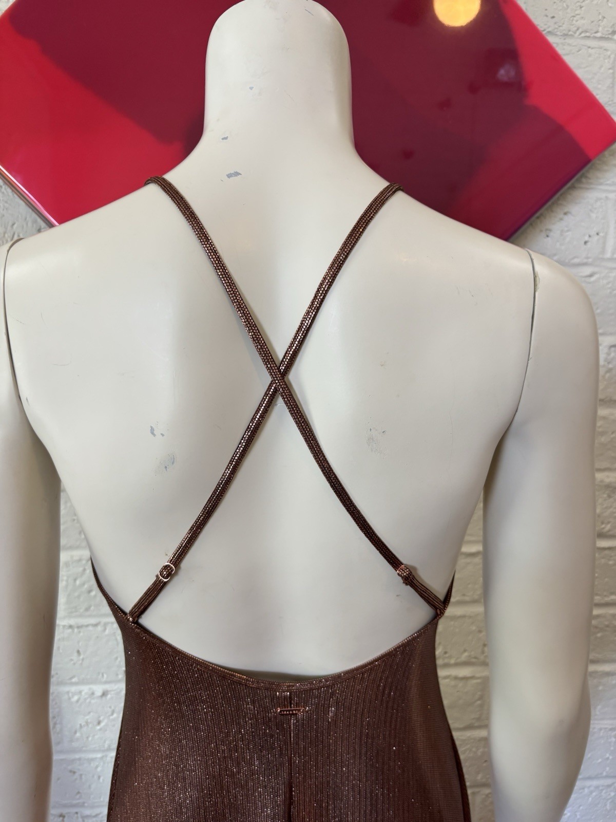 Savage X Fenty Bronze CHAIN REACTION MAXI SLIP Dress Sz M $109 Chainmail Look