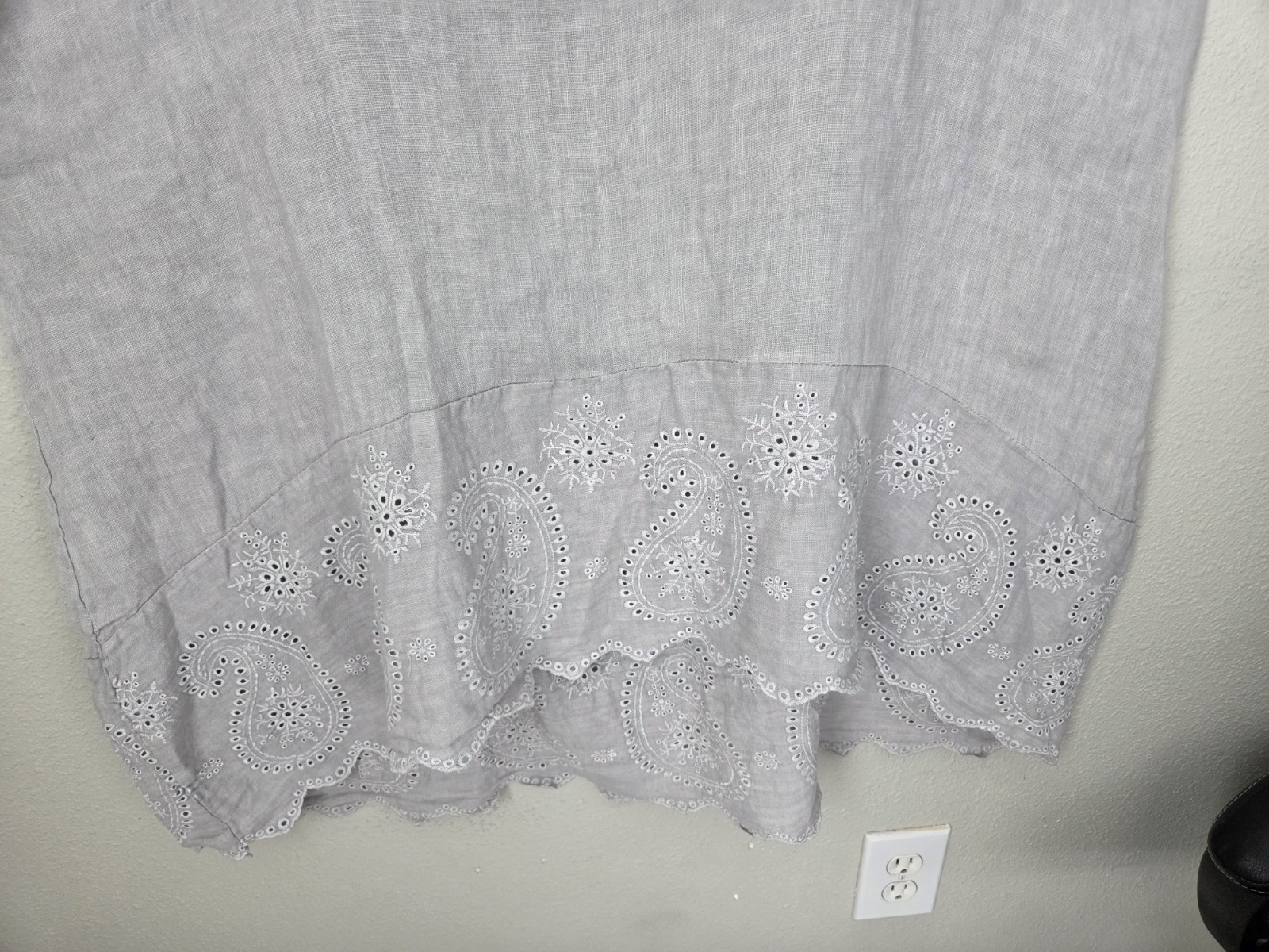 Puro Lino Dress Gray 100% Linen Braided Trim Coastal Breathable Made in Italy