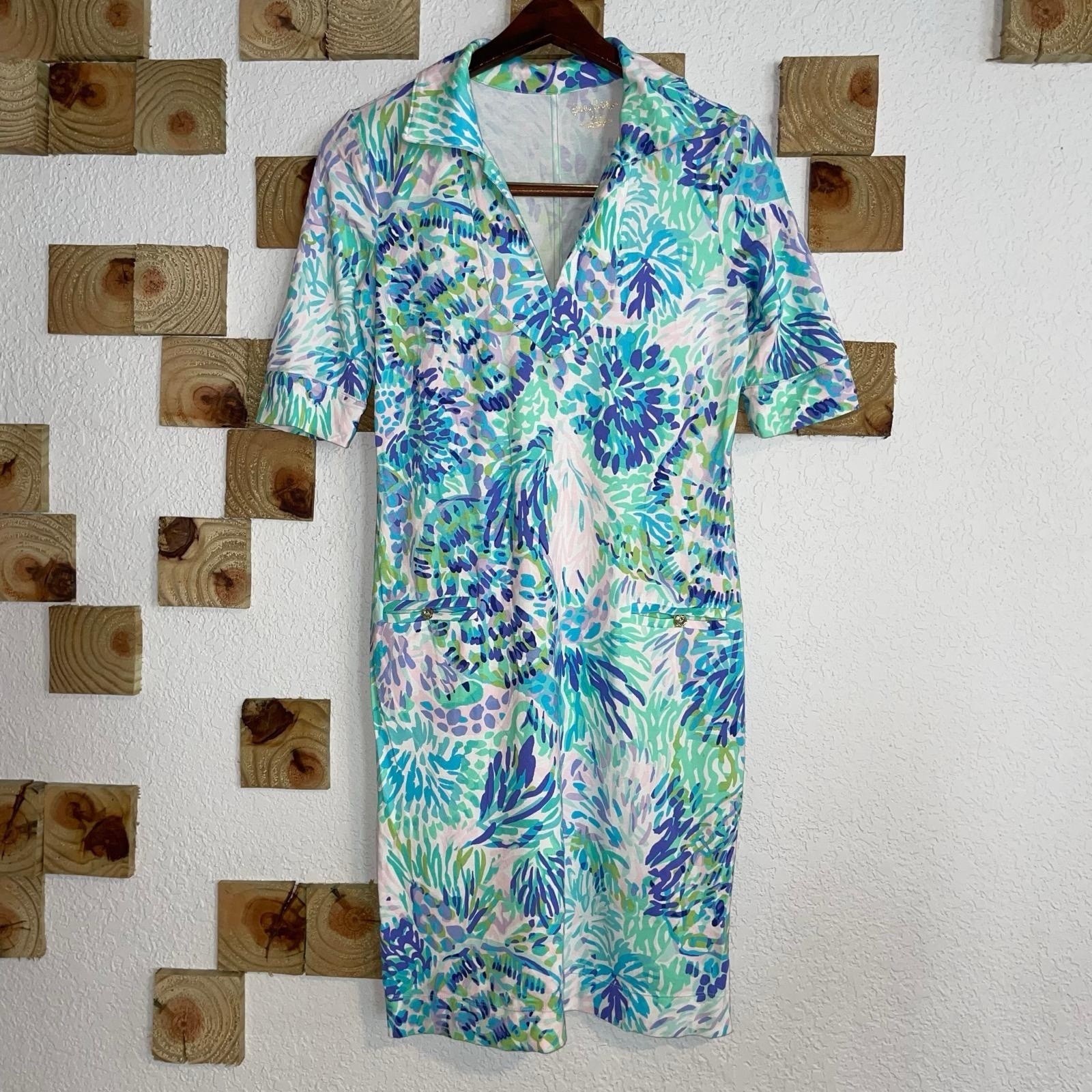 Lilly Pulitzer Quincy UPF 50+ Shell Of A Party Summer Midi Dress Women’s XXS