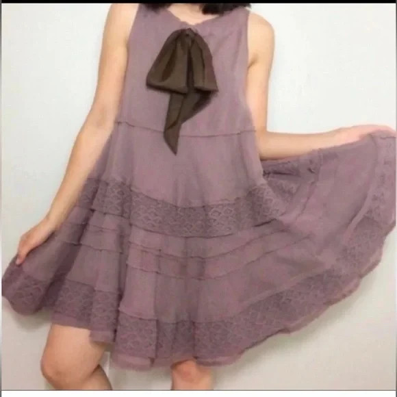 Anthropologie Zeharvale Flounced Mocha Swing Dress EUC Size 4