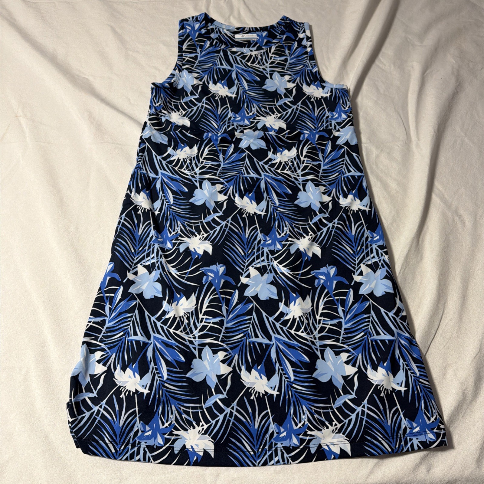 Columbia Dress Womens Medium Blue Tropical Flower Print Outdoor Stretch
