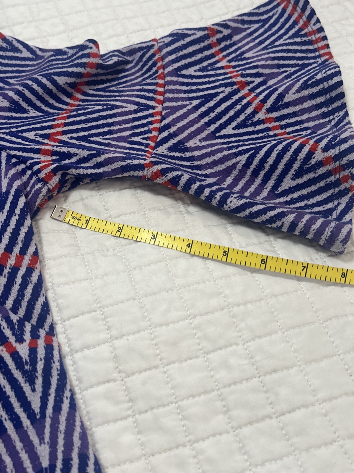 TYLER BOE Size Large MINDY Blue Red Chevron Jacquard Flare Sleeve Dress Boho