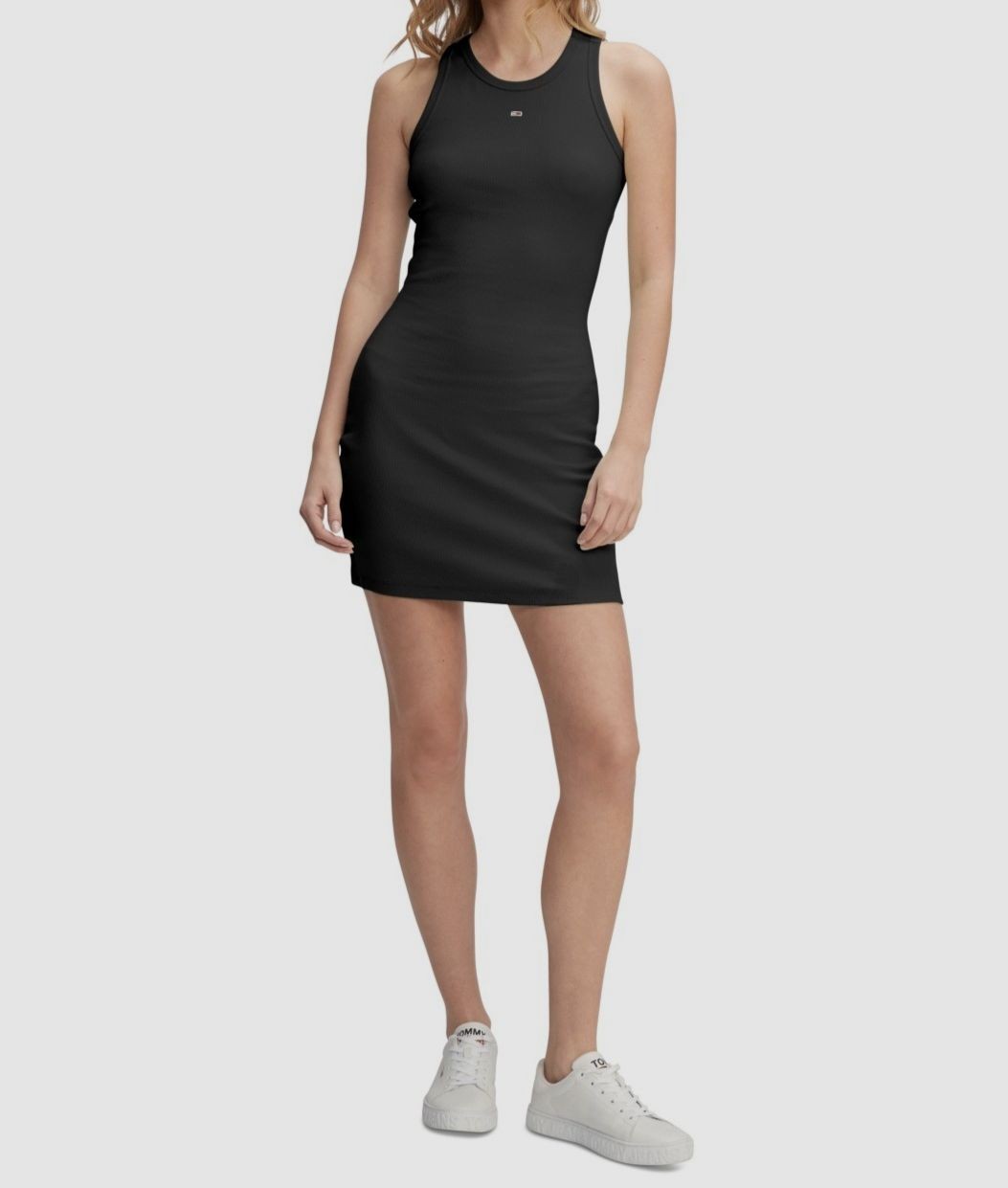 Tommy Jeans Women’s Black Essential Ribbed Bodycon Tank Dress Size L