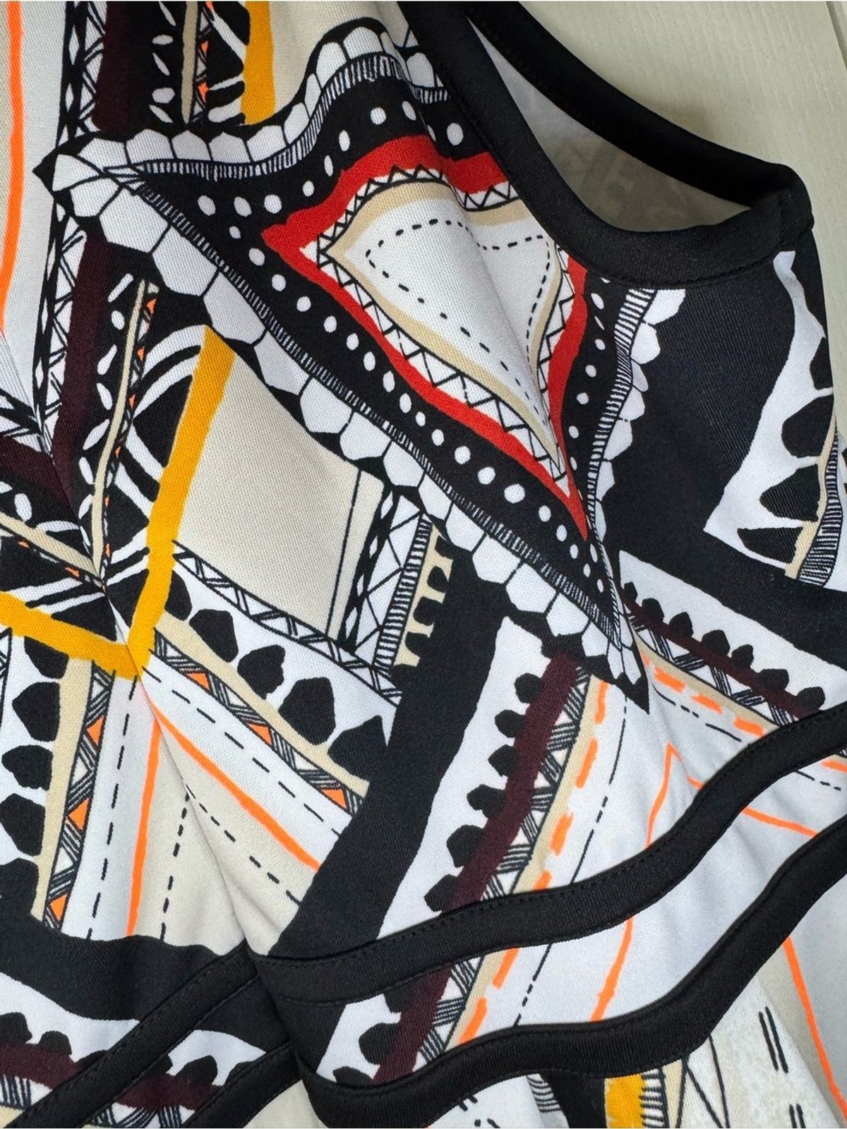 Mossimo Black, White, Red & Yellow Geometric Skater Dress