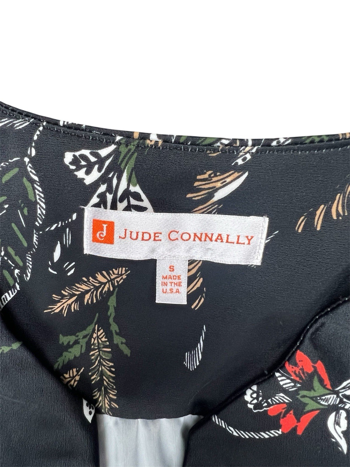 Jude Connally Shift Dress V-Neck 3/4 Bell Sleeve Floral Black Multicolor S