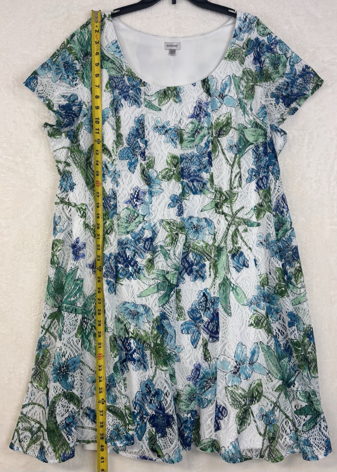 Avenue Floral Lined Midi Crochet Spring Summer Dress Plus SZ 26-28 Ex Condition
