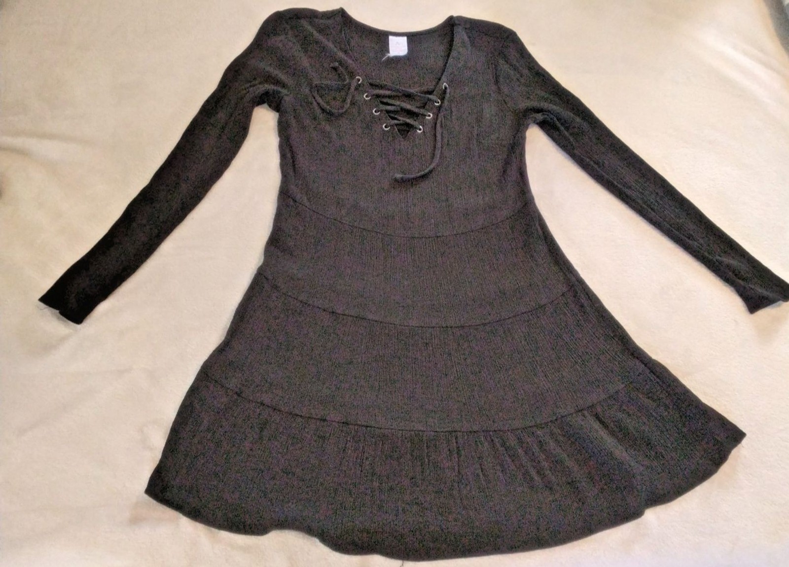 Black Rayon No Bounderies Light Summer Womens Flare Dress Size Medium With