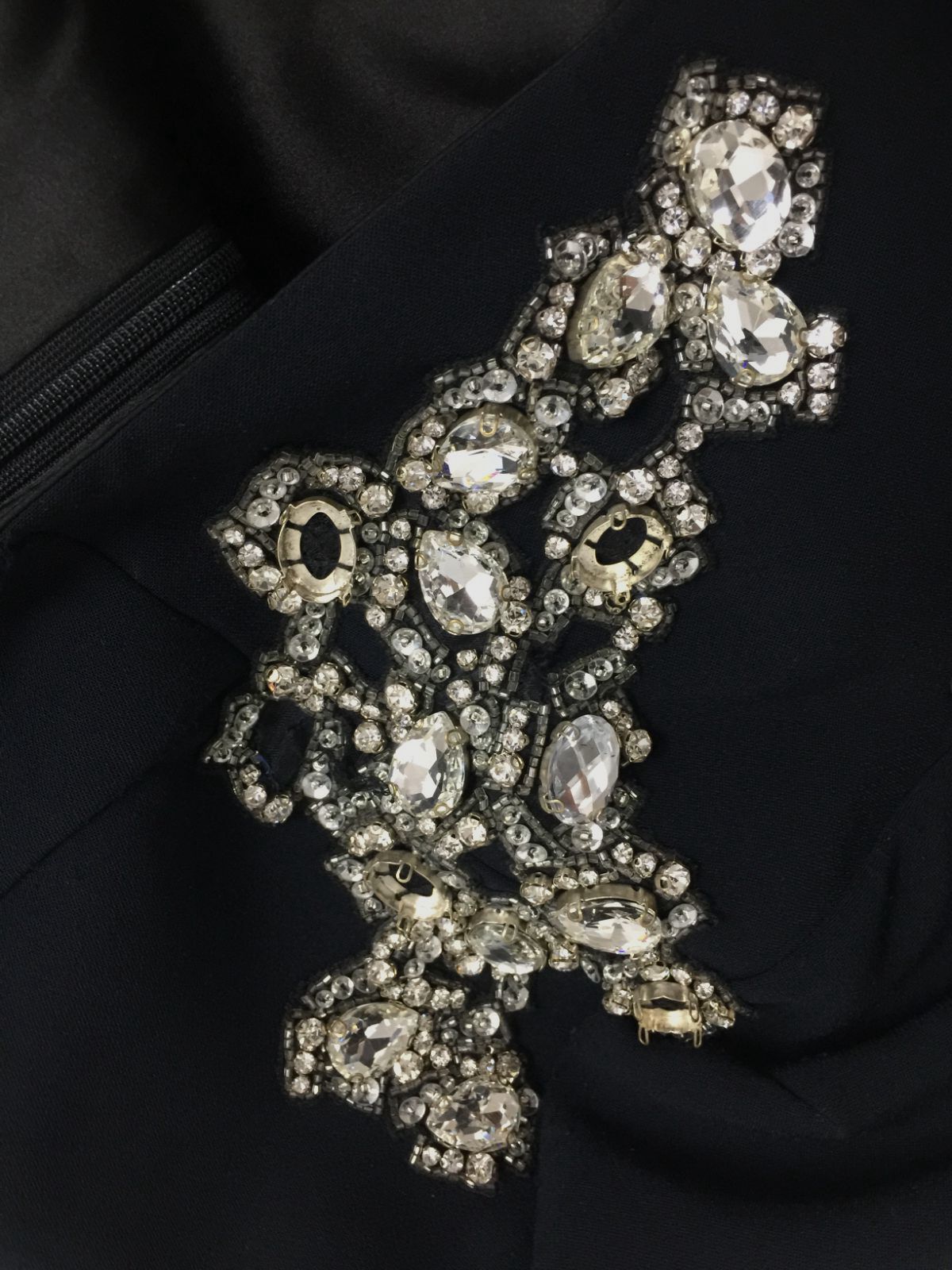 $2000 Jenny Packham Women’s Black Rhinestone Shoulder Long Gown Dress US Size 14