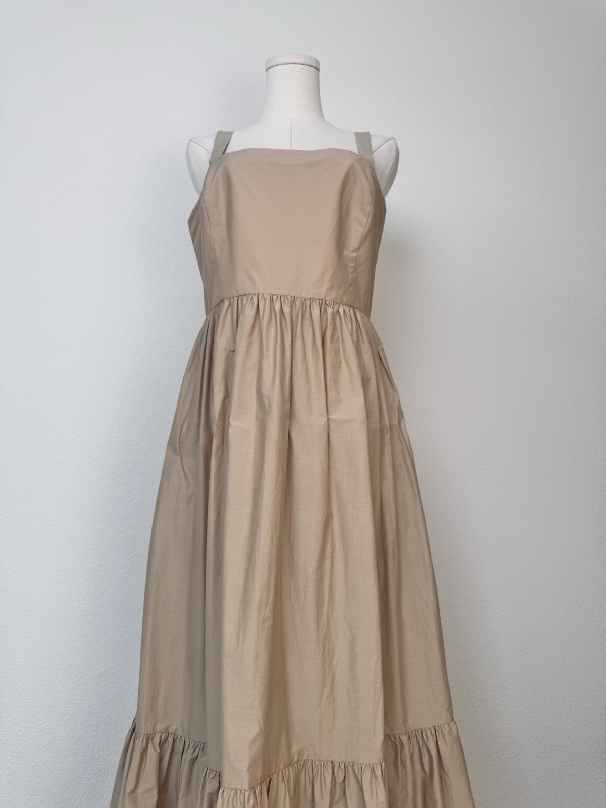 NEW Theory Womens Cotton Blend Tan Sleeveless Tiered Maxi Dress Size 6