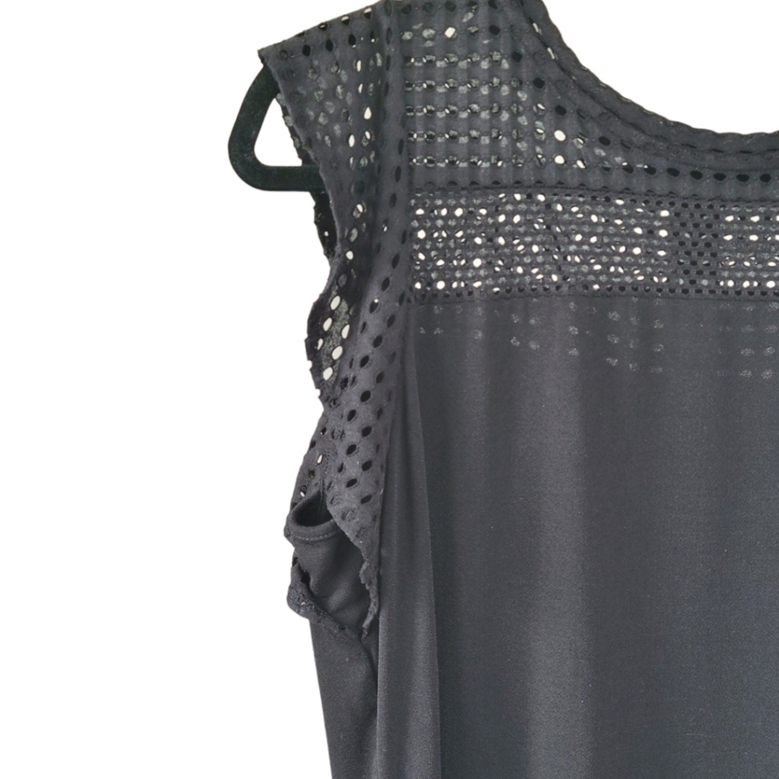 MICHAEL MICHAEL KORS L Womens Shift Dress Flutter Sleeve Eyelet Crochet LBD