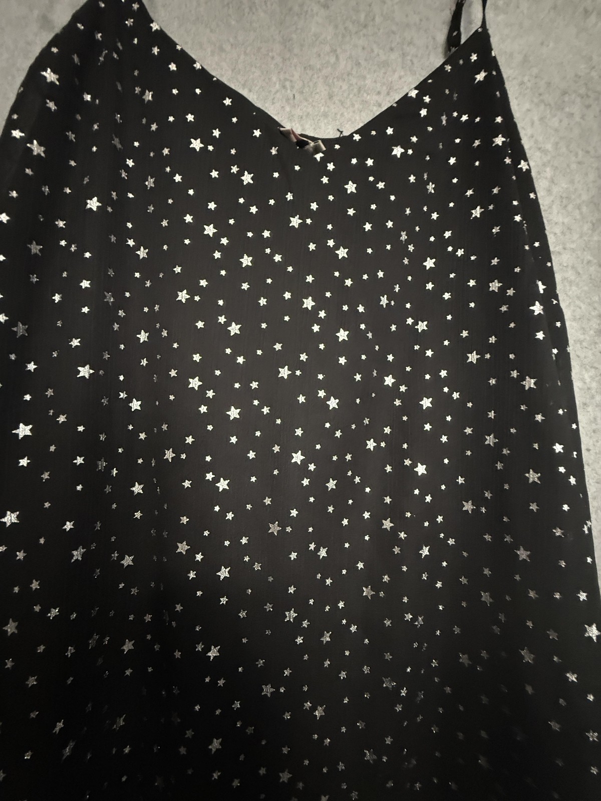 Andrée By Unit Dress Womens Medium Black Star Print Chiffon Slip Maxi Celestial