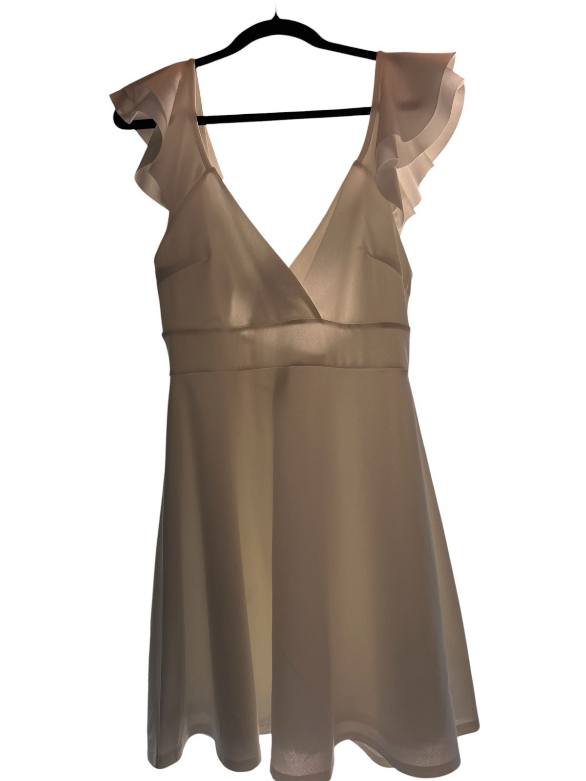 Altar’d State White Flutter Sleeve V Neck Muni Dress Size L NWT
