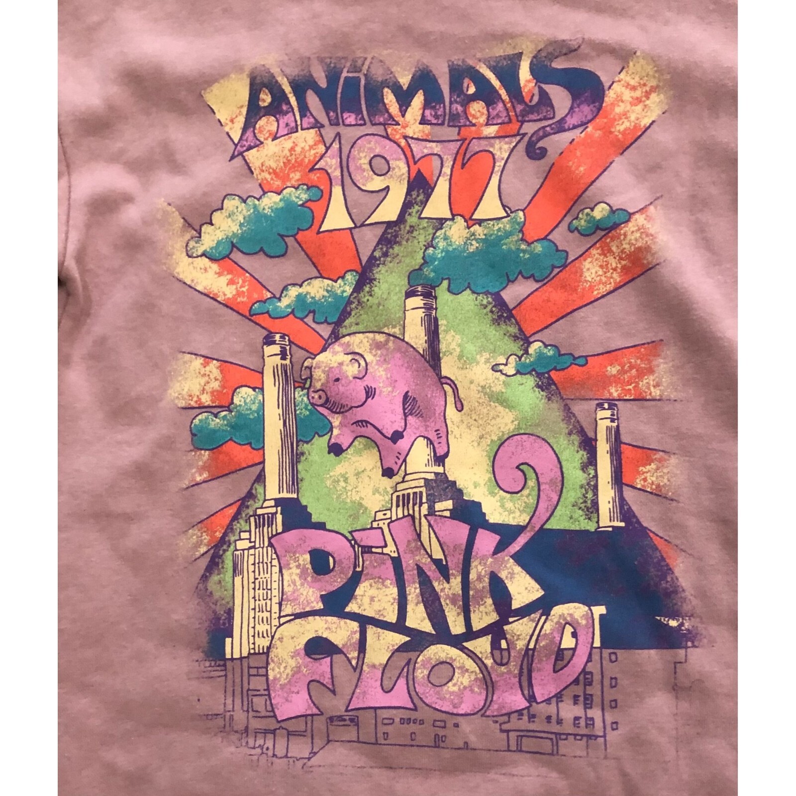 Pink Floyd 1975 Animals Sweatshirt Dress Teen Size 11-12 Purple
