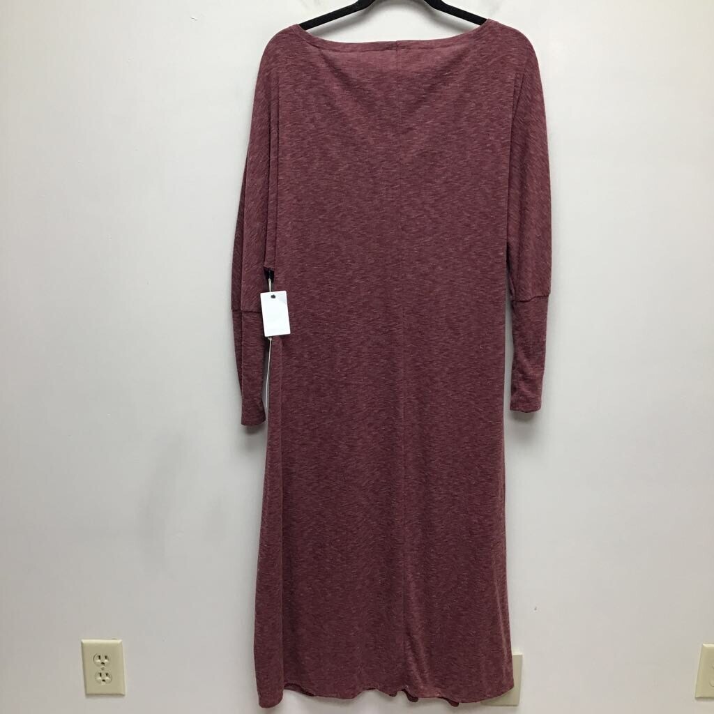 Caslon Womens A Line Dress Red Heathered Tie Side Long Sleeve Midi Knit M New