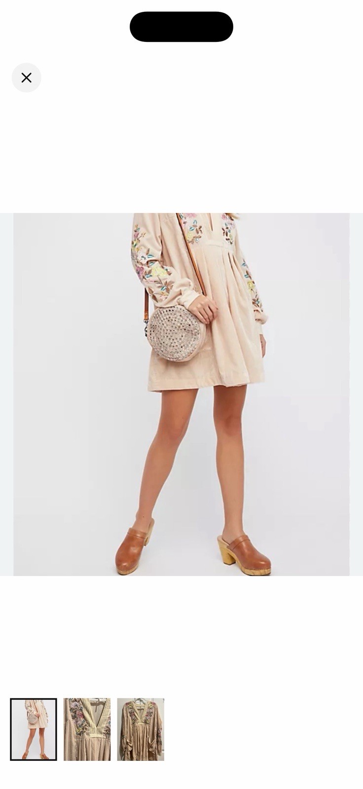 Free People Mia Velvet Embroidered Mini Dress Size M Floral Fall Winter Festival