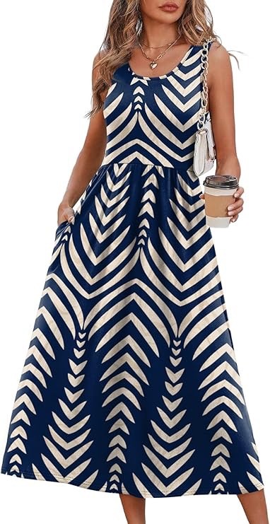 womens summer dress Flowy Casual Midi Dress Beach