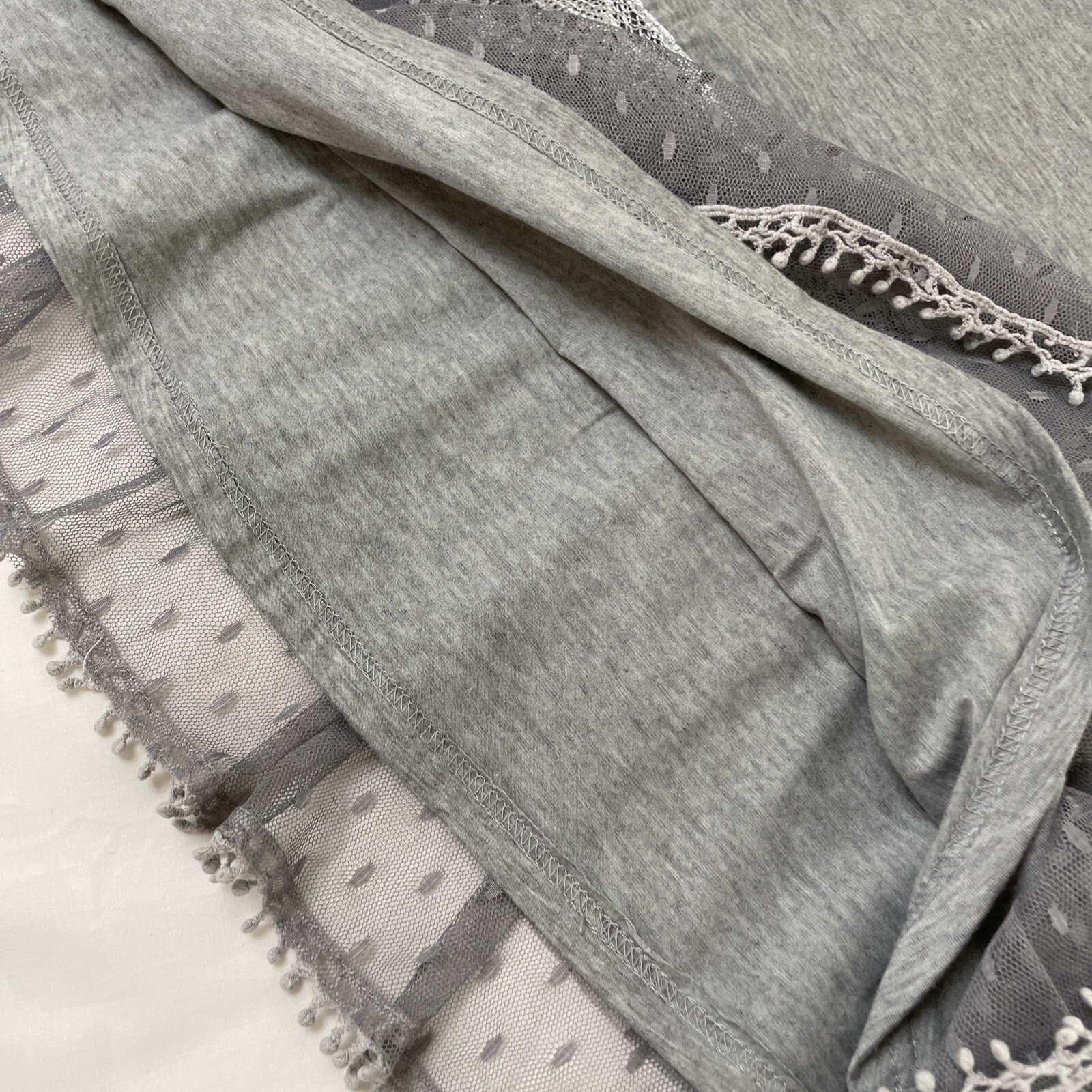 Ryu Shift Dress Women’s Size Medium Lace Tulle Layered Gray Boho