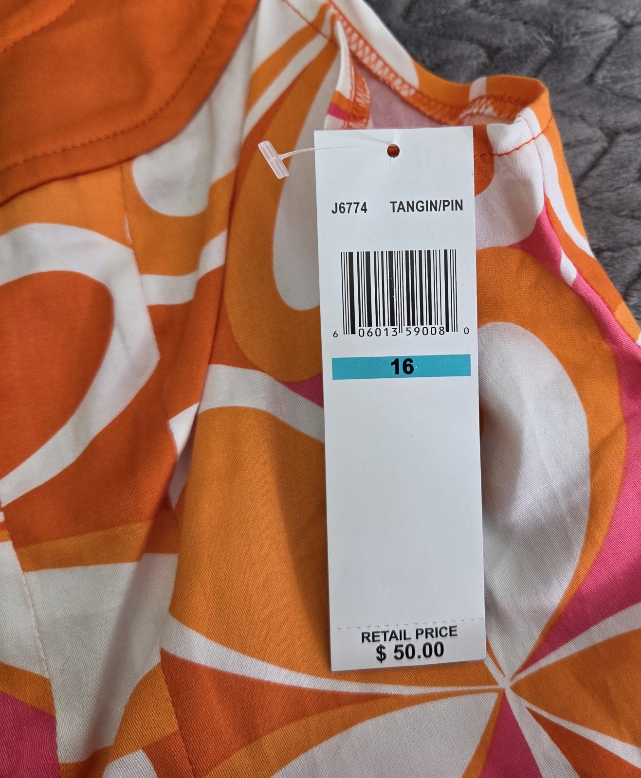 *NEW w/Tags Signature London Style Orange Pink White Sun Dress Size 16 Floral