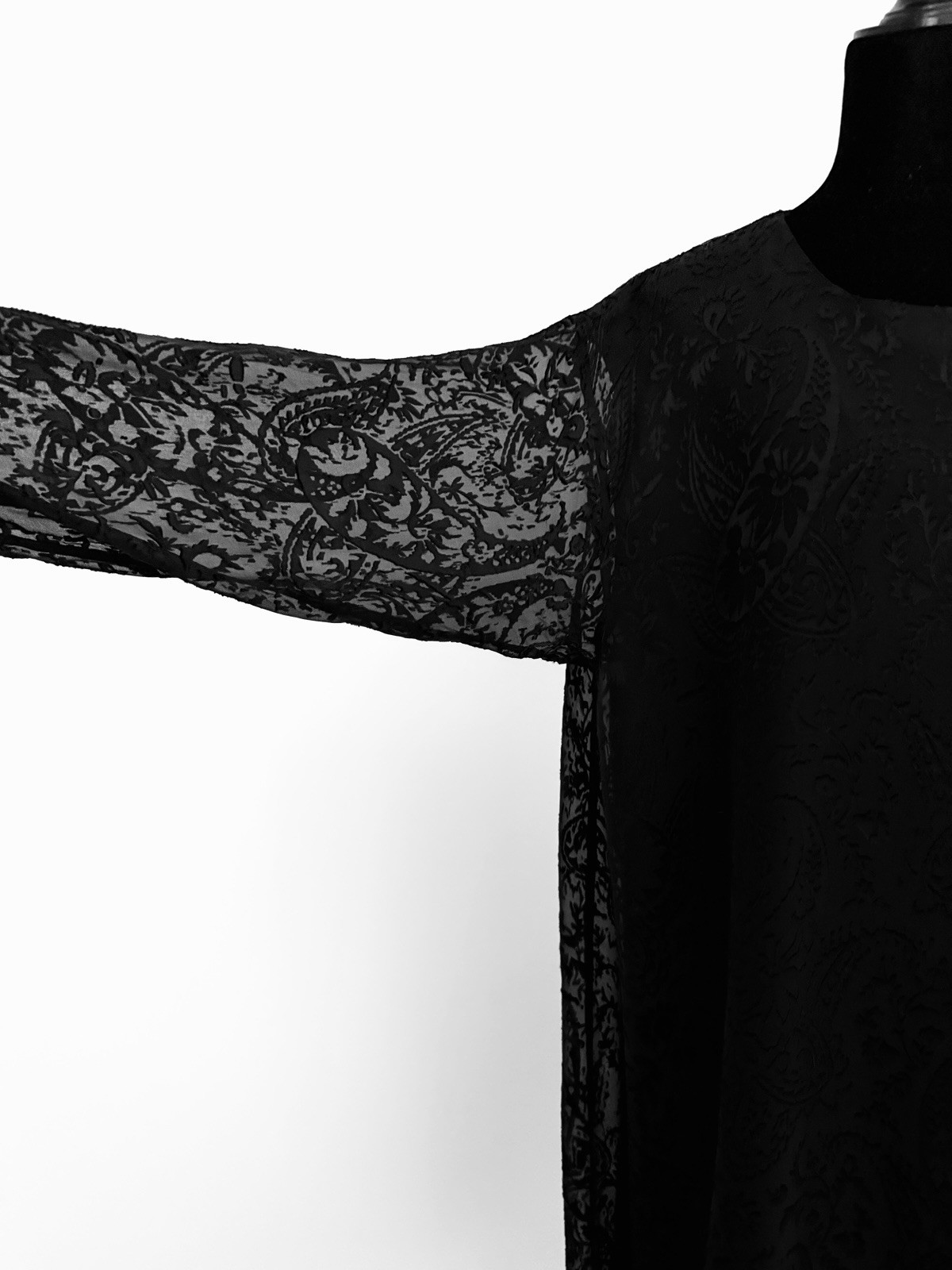 Eskandar Black Silk Blend Devore A-Line Dress Size 2 Layered