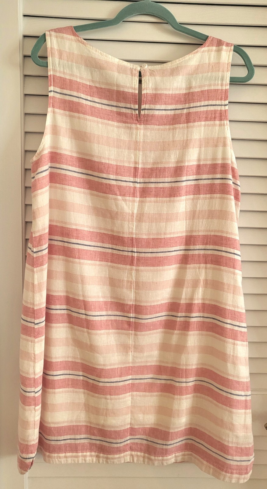 Beach Lunch Lounge Dress Womens Large Pink White Stripe Linen Blend Summer