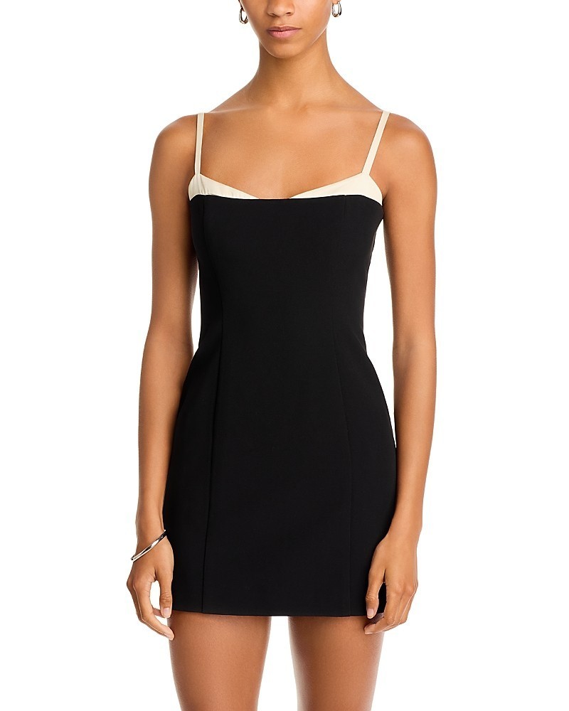 French Connection Azra Contrast Trim Mini Dress Women’s 0 Blackout Corset style