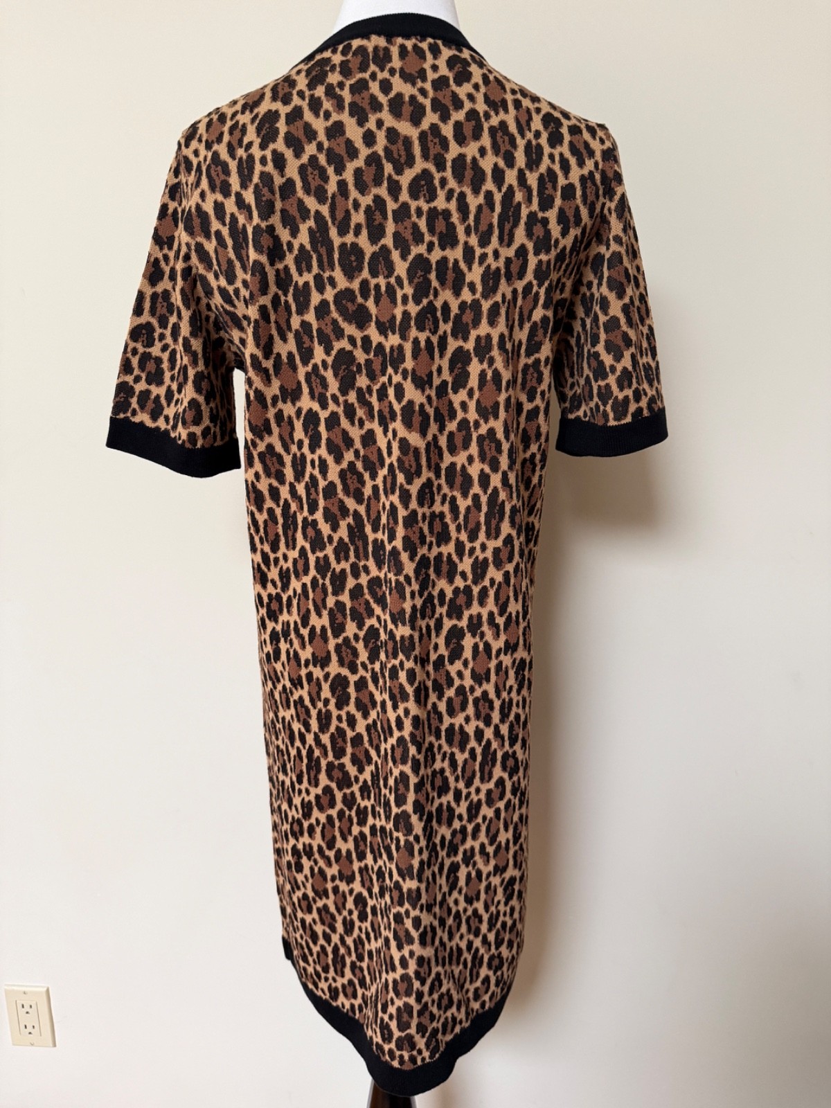 NWT Versace Medusa Logo Button Leopard Intarsia Print Knit Dress 46 US 10 $2950