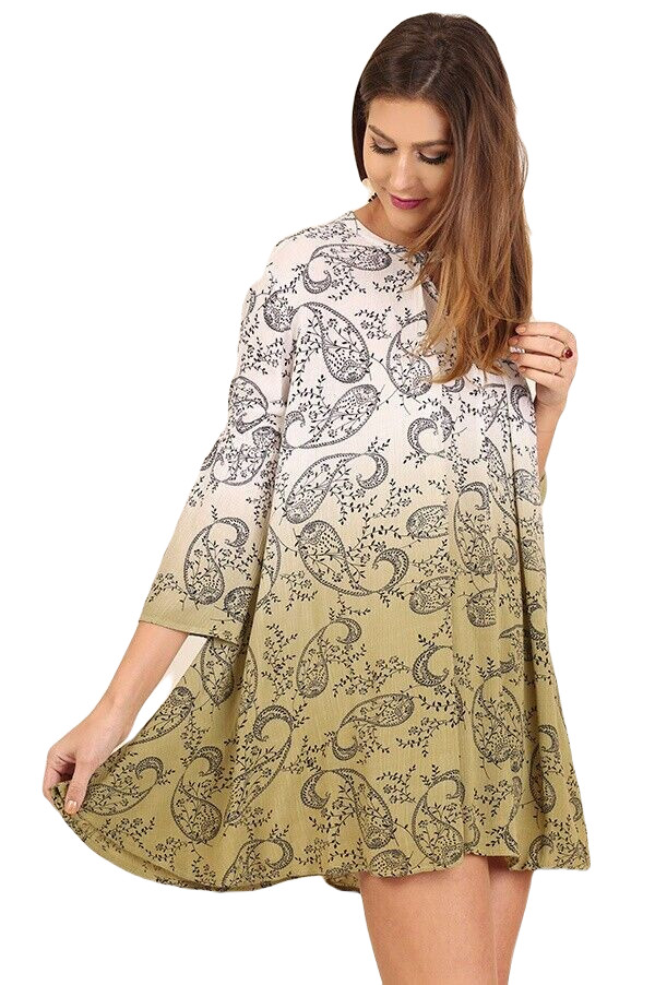 OVERSIZE S UMGEE SAGE OMBRE Dip Dye Button Keyhole Dress/Tunic BH
