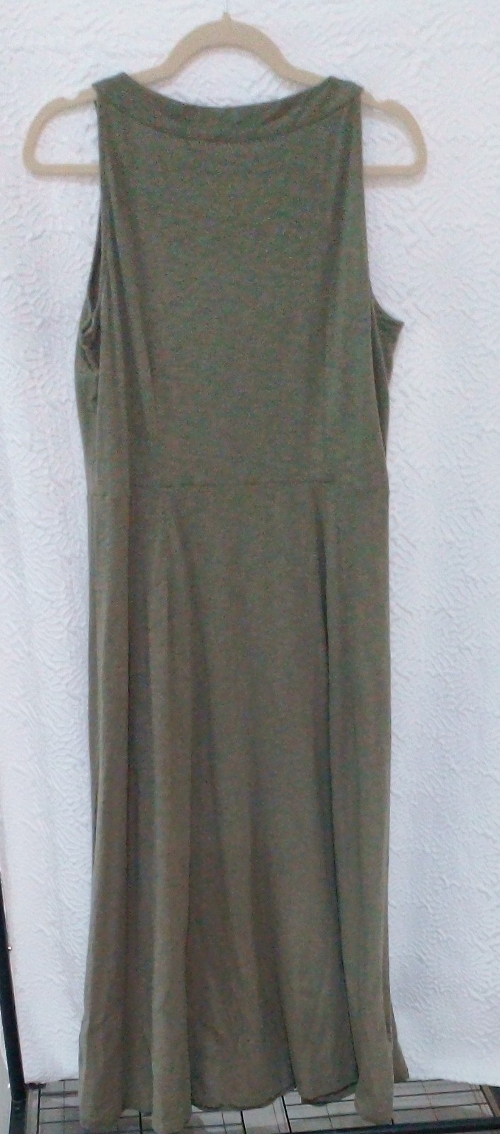 Talbots Olive Green Knit Midi Dress Braided Keyhole Sleeveless Tank LP Petite L