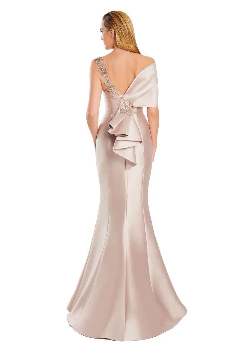 Asymmetric Alexander by Daymor Beaded Applique Asymmetrical Mermaid Gown