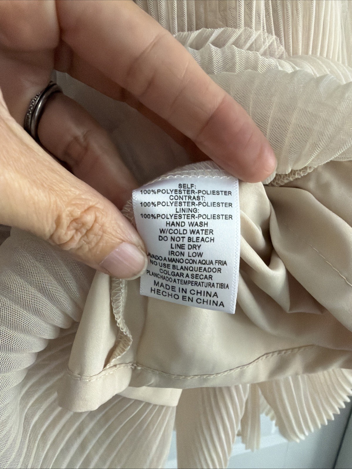 Listicle Tiered Dress fully lined strappy, Cream Tan size Medium, NWT