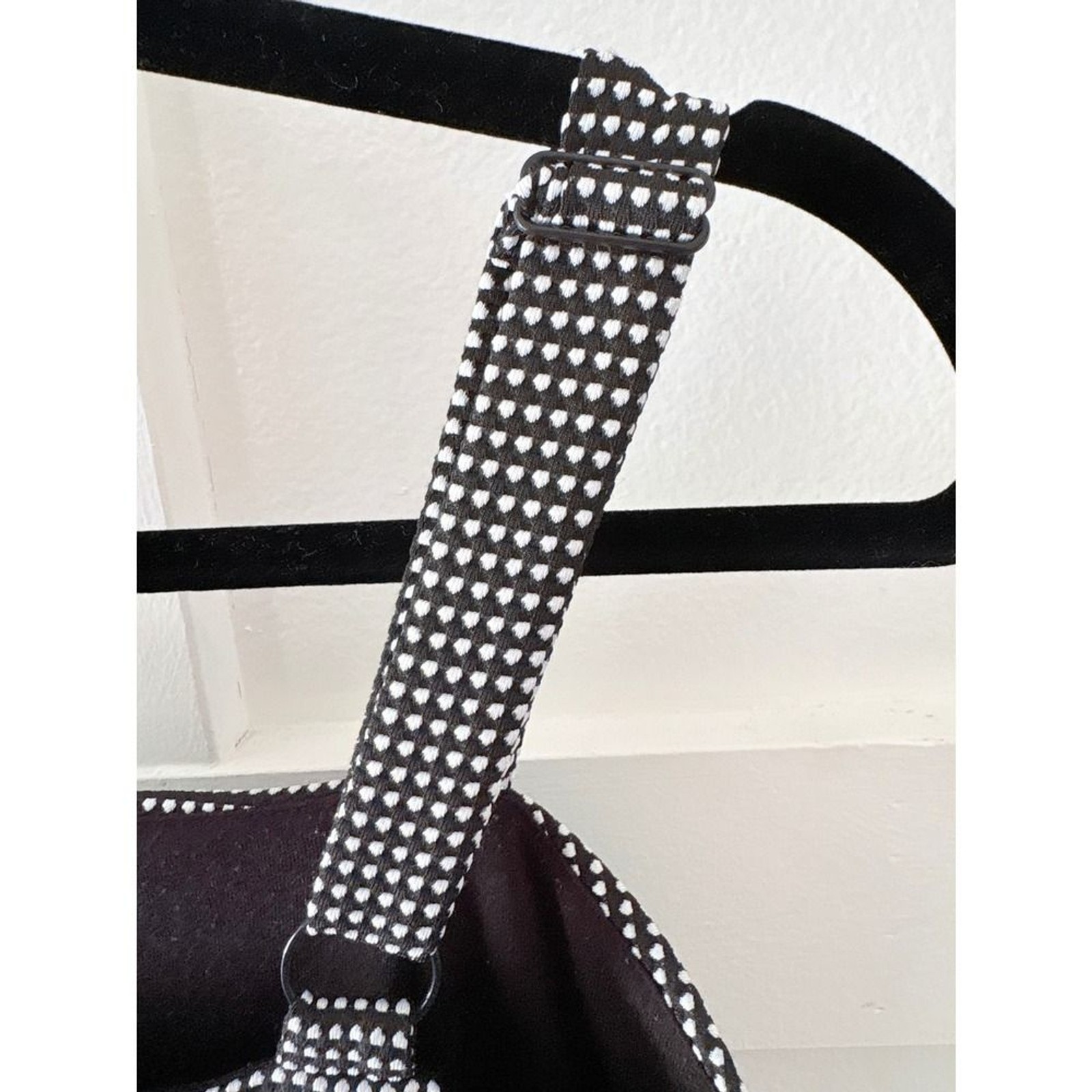 Black White Micro Check Square Neck Mini Dress Sleeveless Adjustable Straps