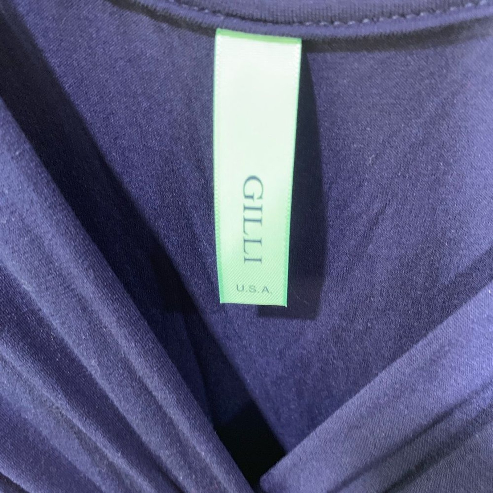 Gilli Navy Blue Empire Waist Dress Small NWT Stretch V Neck Cap Sleeve Mini