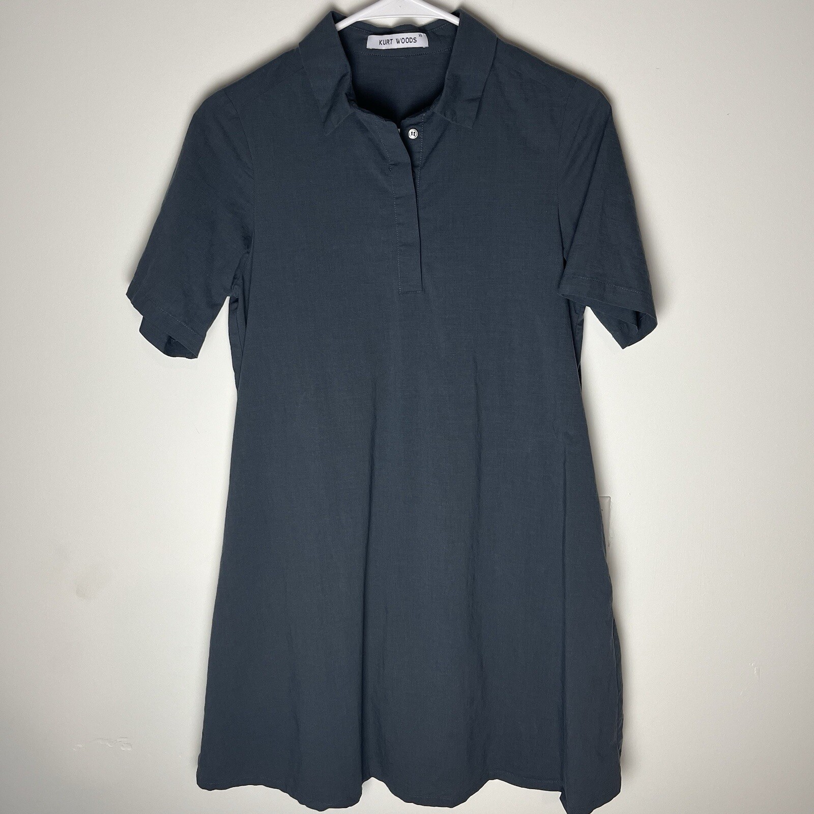 Kurt Woods Gray Mini Dress Pockets Collar XS